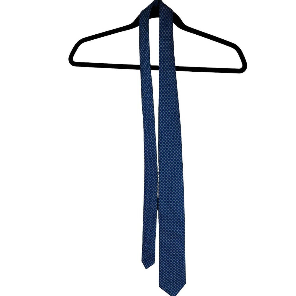 Ted Baker London Mens 100% Italian‎ Silk Tie Blue & Green Pattern Necktie